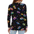 thumbnail image 4 of Mardi Gras Shirts Womens Feathers Print Sequins Long Sleeve Tops Sparkly Crew Neck Green T Shirts Black L, 4 of 5