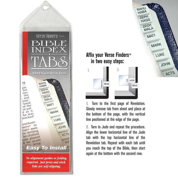 G T Luscombe 125854 Bible Tab Verse Finders Horizontal Thin Pack Silver