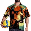 thumbnail image 4 of Retro Dog Men's Poplin Casual Printed Button Down Short Sleeve Summer Beach Shirts Unisex, 4 of 6