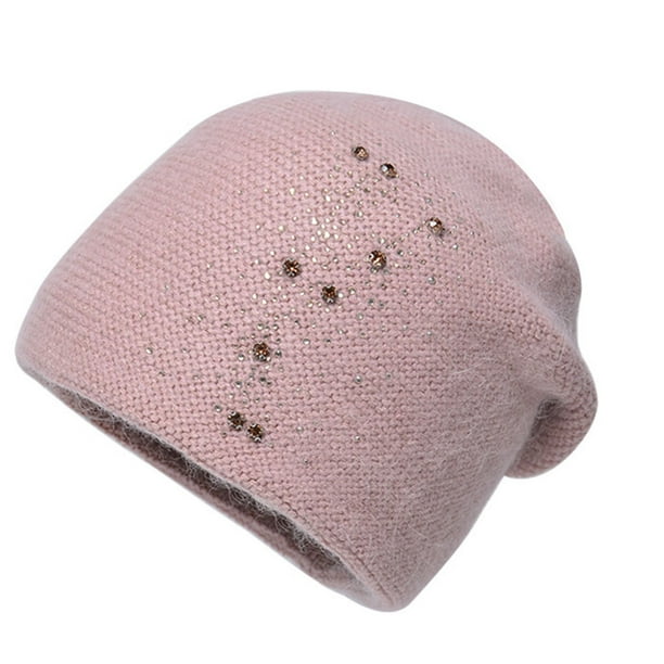 Qarigey Gorro de invierno para mujer, gorro de Color sólido para clima frío, gorro térmico transpirable, mezcla de ropa informal para la cabeza, Accesorios de disfraces Rosado Qarigey AP013158-04
