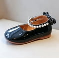thumbnail image 5 of Girls' Pearl Bow Princess Shoes, Non-Slip Soft Sole Mary Janes, Perfect for Parties, Weddings, and Daily Outings Black 2.5-3 Years, 5 of 8