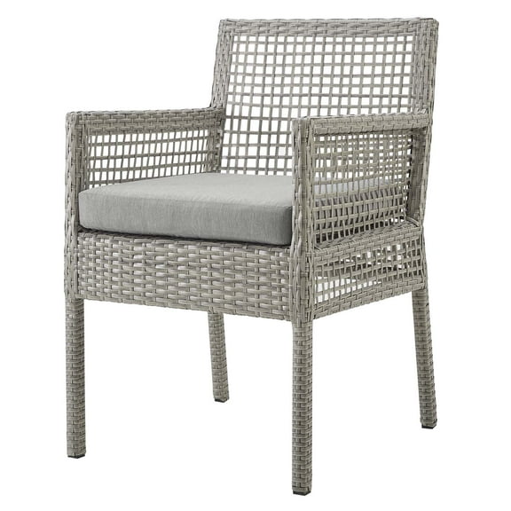 Modern Contemporary Urban Design Outdoor Patio Balcony Garden Furniture Side Dining Chair Armchair, Rattan Wicker, Grey Gray