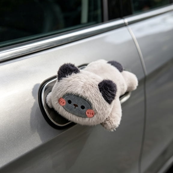 Cute Animal Car Magnetic Decoration, Soft Plush Magnetic Sticker for Door Fuel Tank Cover Hood Vehicle Exterior Decoration (Gray)