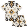 thumbnail image 2 of FORMRS Niños Short Sleeve Top and Pants Pajama Set Unisex Satin 2-Piece Sleepwear, Sizes 7-8Y, White and Black, 2 of 8