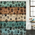 thumbnail image 2 of Black Dog Claws Bathroom Shower Curtains with 12 Hooks Polyester Waterproof Shower Curtain for Stalls and Bathtubs Cat Pets Printed Teal Brown Wood Grain Decorative Bathroom Privacy Curtain 60x72 In, 2 of 9