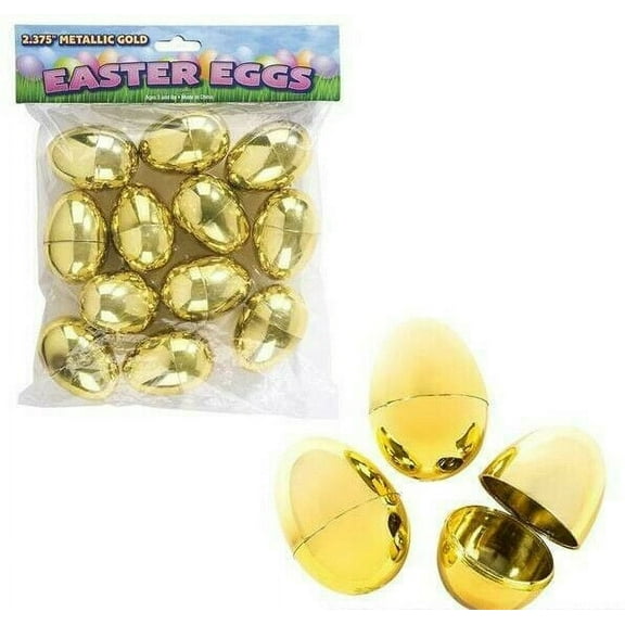 DOZEN 2.375" METALLIC GOLDEN EASTER EGGS