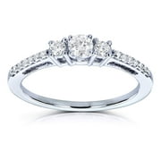 Kobelli HI 1/4 Carat TDW 3-Stone Round Diamond Engagement Ring 10k White Gold