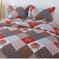 thumbnail image 3 of Travan Juego de edredón con estampado floral de 3 piezas, colcha tamaño Queen súper suave y ligera con fundas, juego de cama acolchado reversible, color rojo Queen, 3 of 5