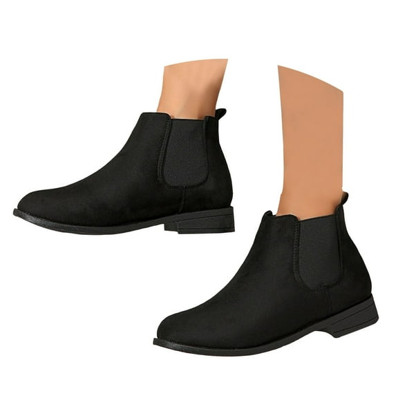 Mepaouo Women's Chelsea Boots Fashion Lug Sole Low Heel Slip on Elastic Ankle Booties