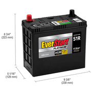 EverStart Platinum AGM Automotive Battery, Group Size 51R, 12 V, 435 CCA