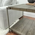 thumbnail image 3 of Metal & Wood Coffee Table For Living Area - Hardwood Solid Oak Veneer, Charming Aged Graphite, , Shelf, 50"w X 26"d 18"h With Parts Classy Graphite Finish, Storage, 3 of 5