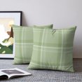 thumbnail image 2 of Pillow Covers 16x16 Set of 2, Green Checkered Throw Pillow Covers Decorative Couch Cushion Cover, Stripes Green Buffalo Plaid Microfiber Soft Square Pillowcases for Bedroom Living Room Sofa, 2 of 9