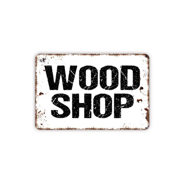 Letrero de metal para tienda de madera, cueva de hombre, garaje, carpintería, decoración de granja, letrero de metal moderno para pared, tamaño: 8 x 12 pulgadas