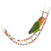 Djunllk Bird Parrot Toys Hanging Pet Bird Cage Accessories, Pet Bird Wood Ladder Climb Cableway Toys Colorful Bites Cage, Pet Bird Supplies on Clearance
