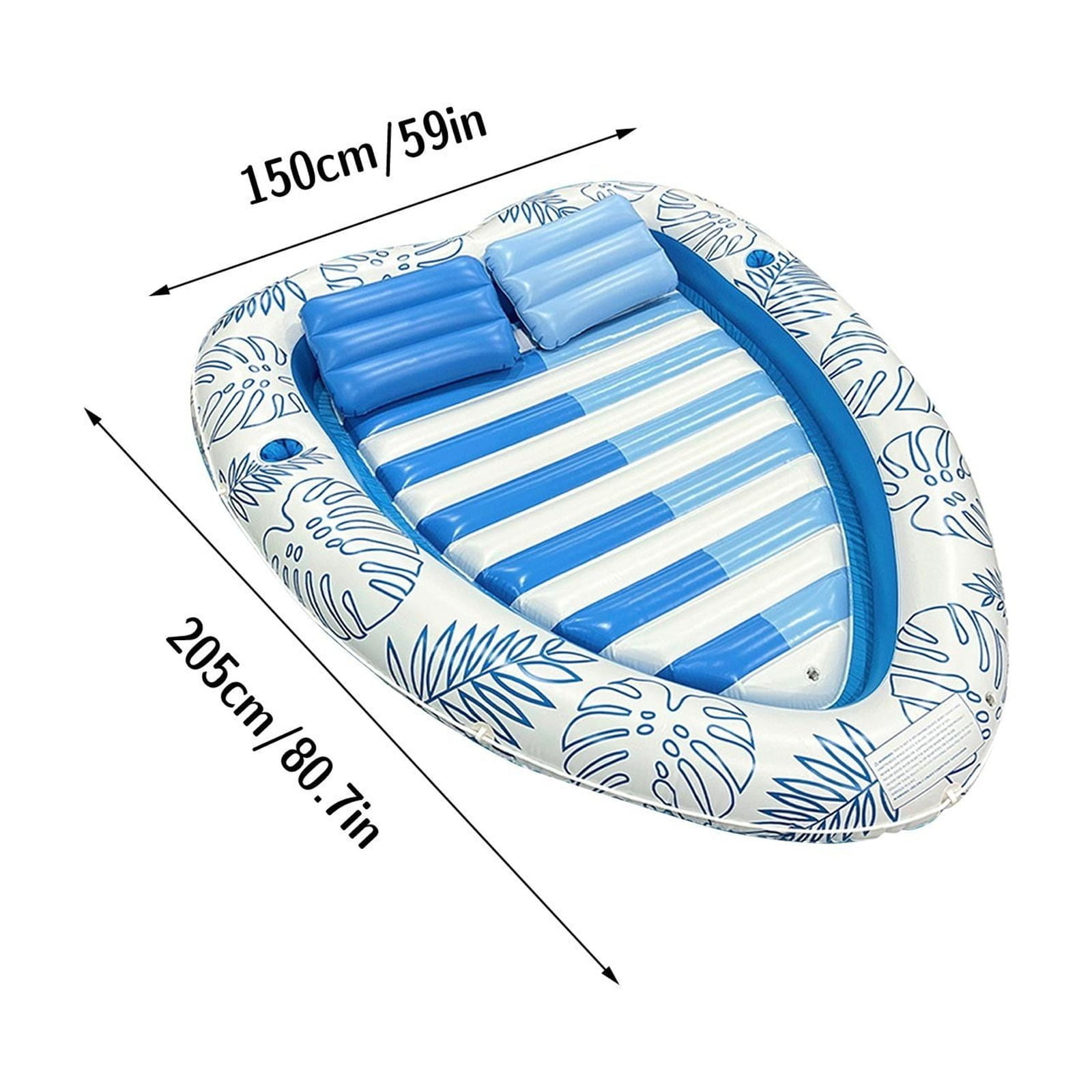 PVC Inflatable Pool Float Raft with Pillow, Sunbathing Floating Bed Mat for Adults, Durable Pool Lounger for Summer Swimming Pool Beach Vacation Relaxation