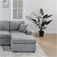 thumbnail image 5 of JERFIT Modern U-Shaped 2-Piece Sectional Sofa Set with Double Chaise, Plush Corduroy Fabric, Fog Color for Living Room, 5 of 9
