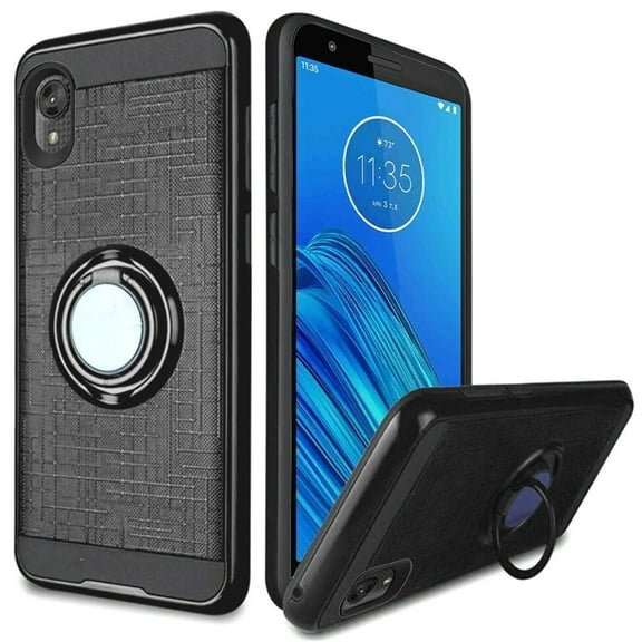 GSA Brushed Case with Ring Stand for Motorola Moto E6 - Black
