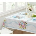 thumbnail image 5 of Newbridge Cottage Rose Pink and Blue Flowers Stripe Border 60 x 84 inch Rectangle Fabric Tablecloth, 5 of 9