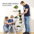 thumbnail image 3 of 6 Tier 9 Potted Steel-wood Plant Stand with Hanger, Curved Flower Pot Holder Shelf for Indoor, 3 of 8