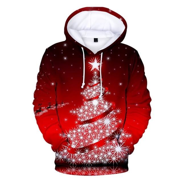 Chandail à Capuche Numérique 3D de Noël pour Hommes et Femmes