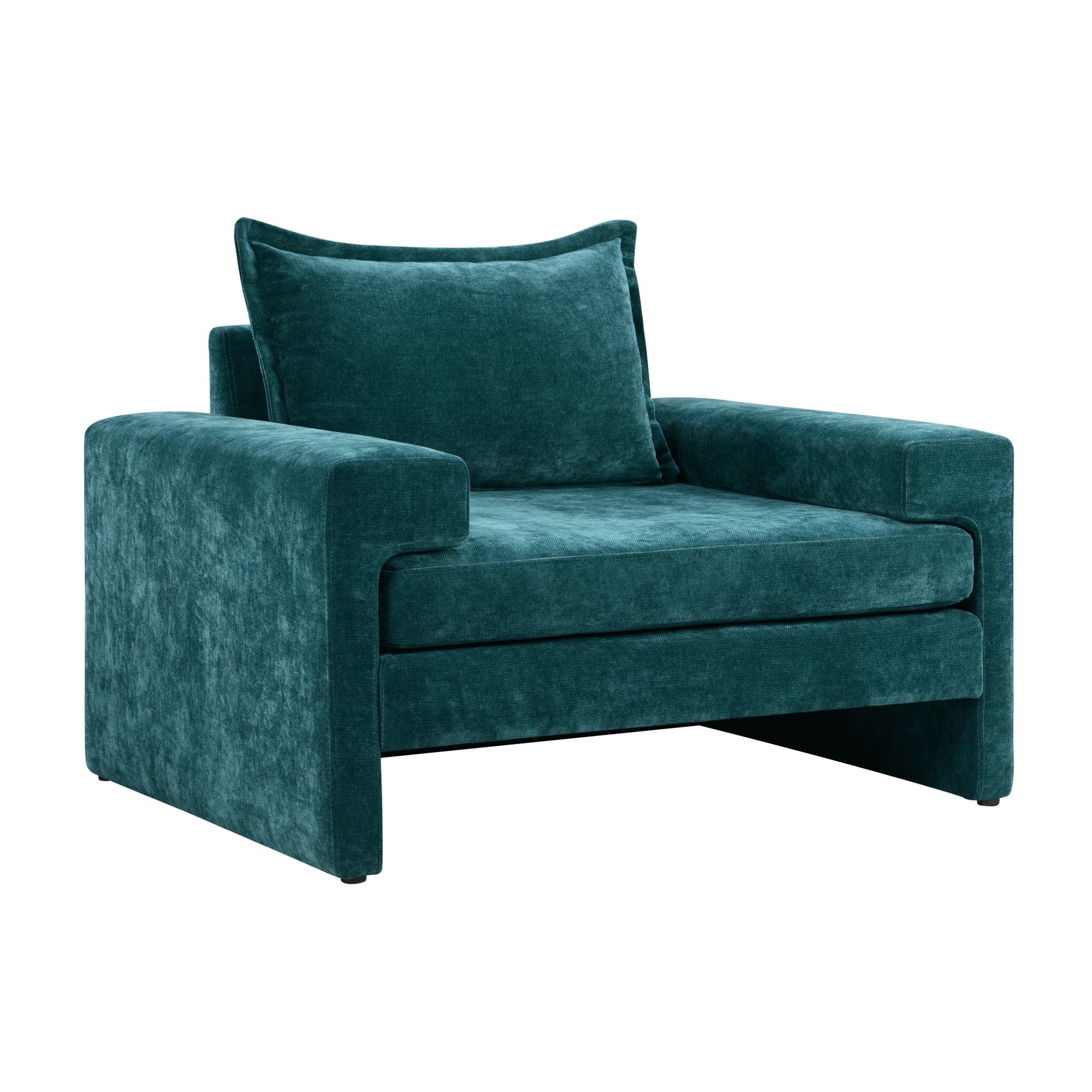 Euroco Chenille Upholstered Armchair 40.9" Accent Chair with Wide Armrests, Thick Cushion, Ergonomic Back Support for Living Room, Bedroom, or Office, Green