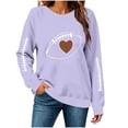 thumbnail image 6 of Qgtaibl Long Sleeve Fleece Sweatshirts for Women Heart Football Print Game Day Pullover Tops Fall Casual Football Season Shirt Purple XL, 6 of 9