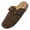 Brown, variant on Women's Suede Clogs Mens Leather Mules Comfort Cork Footbed Antislip House Sandals Arch Support Potato Shoes with Adjustable Buckle