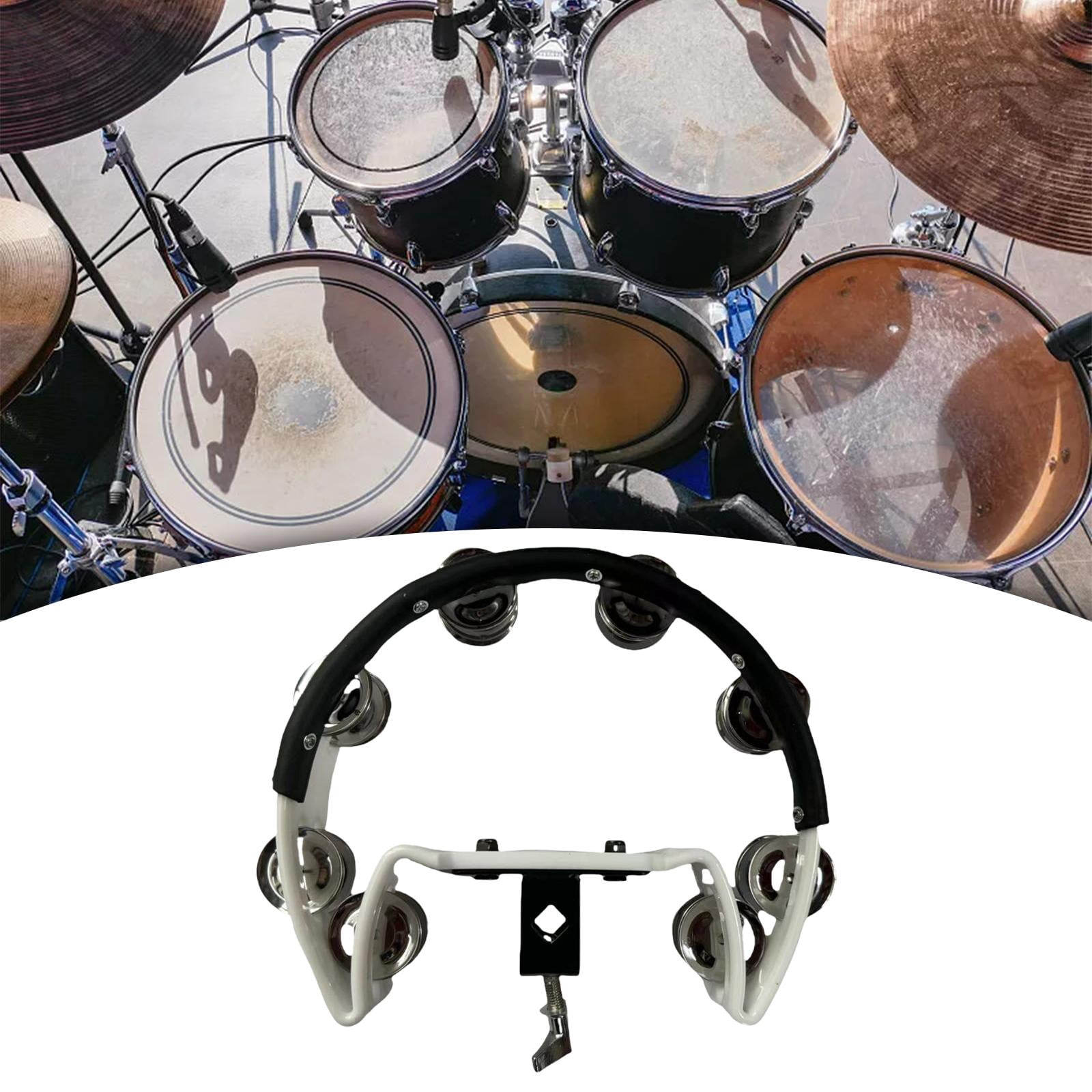 LeeQinersw Cymbal Hi Hat Tambourine Stainless Steel Shaker Stainless Steel Hand Bell Rattle white