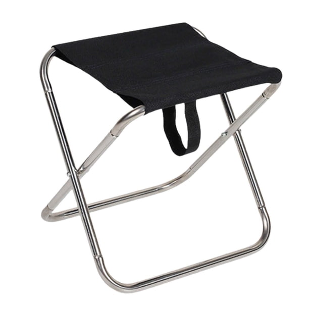 Taburete de camping plegable, resistente al desgaste, mini, portátil, para jardinería, senderismo y césped. Negro