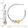 thumbnail image 4 of Sterling Silver Rh-Plated Rose/Gold-Tone D/C Beaded C-Hoop Earrings (Width 31) (Length 30.2) - Jbsp, 4 of 5
