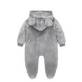 thumbnail image 3 of Staki Newborn Outfits Baby Boy Cute Baby Bear Fleece Jumpsuit Boys Warm Hooded Coverall Romper Newborn Fluffy Outerwear Snowsuit(Gray,6-9 Months), 3 of 3