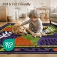 thumbnail image 4 of ODIKA 8'x10' Washable Area Rug Purple Green Vibrant Abstract Leafy Dynamic Geometric Design with Bold Accents for Living Room, Under Sectional, Family , Durable, Non-Slip, 4 of 7
