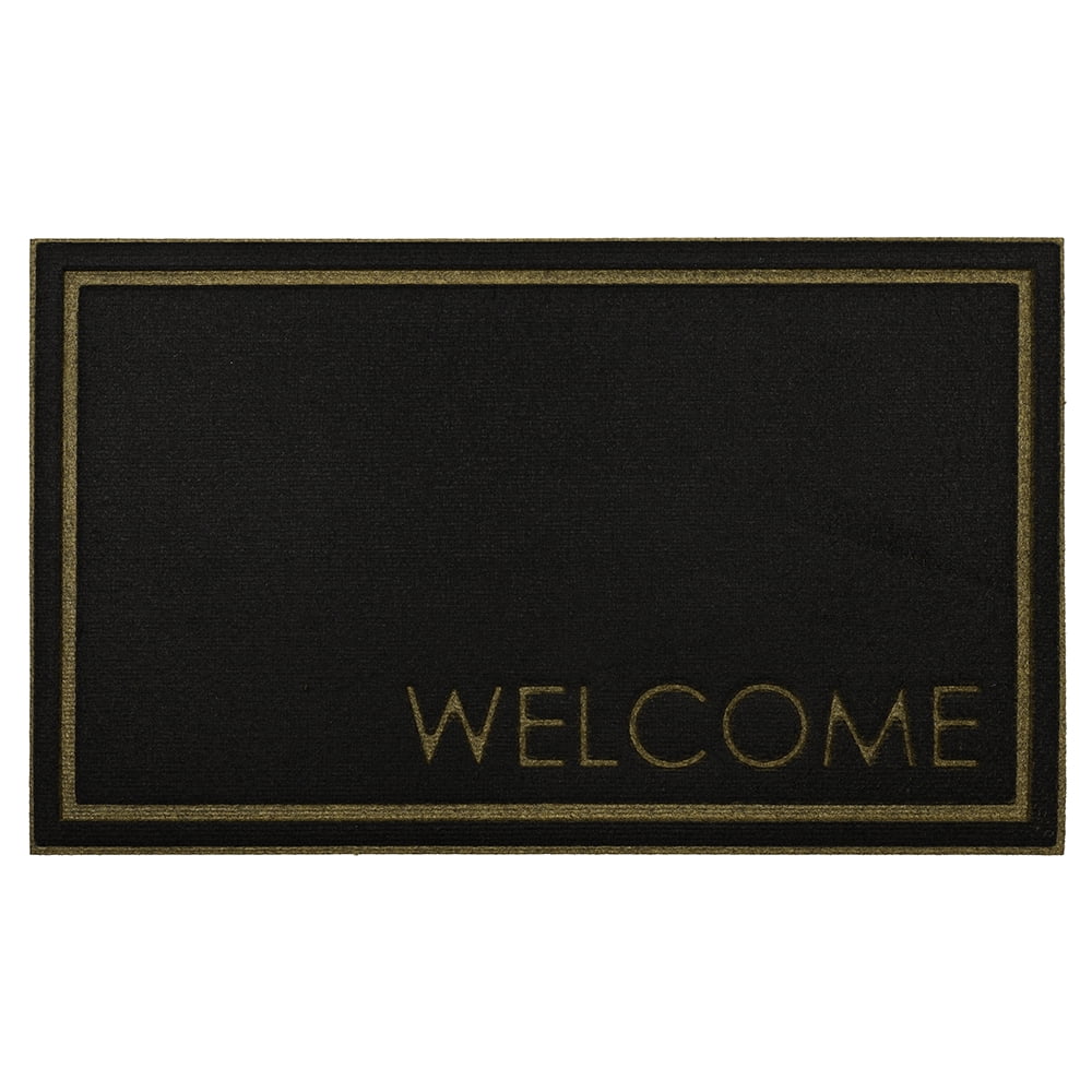 Mohawk Home Welcome Polyester Doormat in Black, 18" x 30"