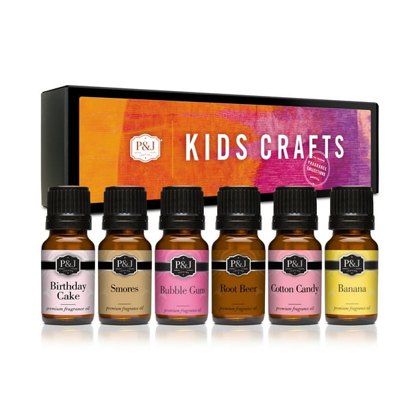 P&J Fragrance Oil Kids Crafts Set of 6 Scented Oil for Soap Making, Diffusers, Candle Making