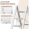thumbnail image 4 of 3 Step Ladder Folding Step Stool, Lightweight Aluminum Ladder with Anti-Slip Pedal, 330 lbs Capacity Step Stool for Kitchen, Home, Library, RV, Silver White Step Ladder, 4 of 8