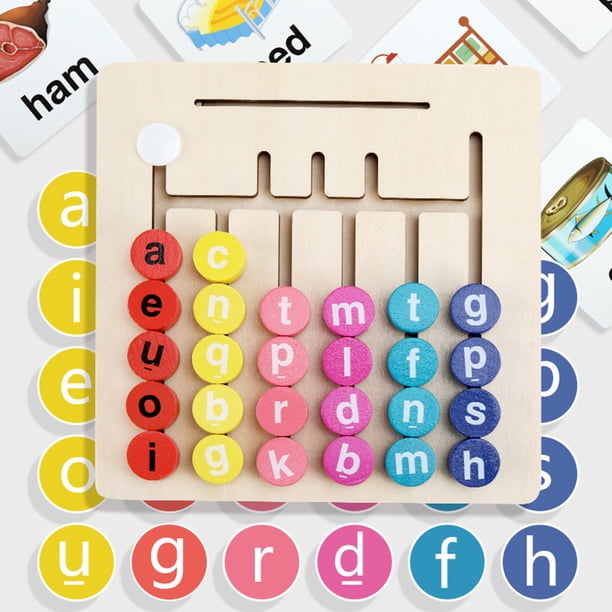 Juego De Letras De Madera Para Lectura De Vocales Cortas – Tarjetas De Vocabulario Y Bloques Montessori Educativos Para Niños De 3 A 4 Años
