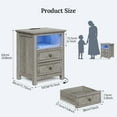 thumbnail image 5 of LGHM 2 Drawers Nightstand with Charging Station & LED Lights, Farmhouse Bedside Table Dresser for Bedroom, Living Room, Gray, 5 of 13