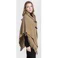 thumbnail image 4 of PIKADINGNIS Women Shawl Wraps Button Sweater Cardigan Cape Winter Tassel Soild Poncho with Hat, 4 of 6