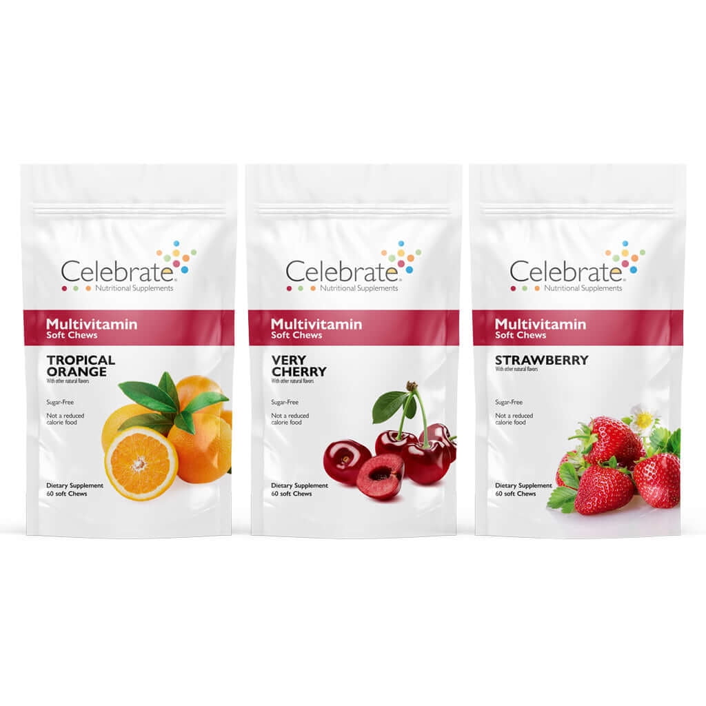 Celebrate Vitamins Bariatric Multivitamin Soft Chews, Razzleberry/Strawberry/Cherry, 180 count