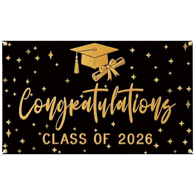 kjfeif 2026 Graduation Decorations, Congratulations Class of 2026 Photo Backdrop, High School or College Classroom Wall Decor for Grad Party, Photo Booth Background