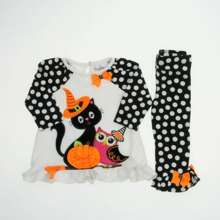 

Pre-owned Rare Editions Girls White | Black Apparel Sets size: 12 Months