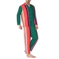 thumbnail image 2 of Gaeub Vertical Stripes Print Mens Pajama Set, Long Sleeve Pajamas for men,Lightweight Button Up Sleepwear,Lounge Pjs Set with Pockets-Medium, 2 of 7