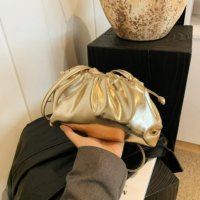 Cocomangos Gold Clutch Purses for Women Silver Evening Bag PU Leather Crossbody Purse Wedding Handbag Ruched Cloud Dumpling Bag, Women's, Size: 6 In Cocomangos Gold Clutch Purses for Women Silver Evening Bag PU Leather Crossbody Purse Wedding Handbag Ruched Cloud Dumpling Bag, Women's, Size: 6 In