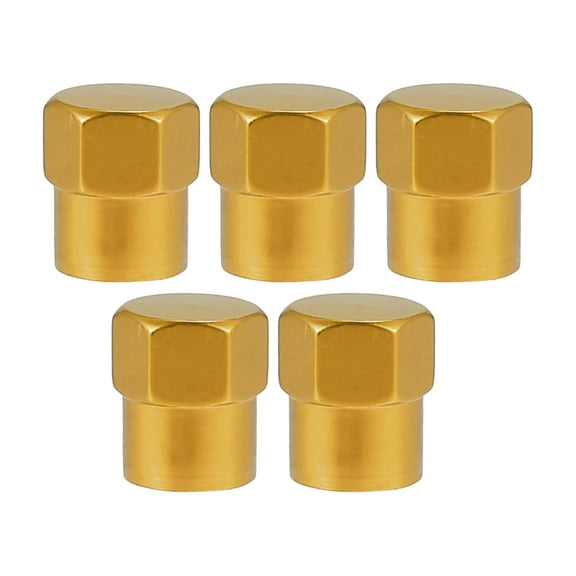 Unique Bargains 5pcs Universal Tire Valve Stem Caps Valve Stem Covers for Car SUV Bike Trucks Aluminum Alloy Gold Tone