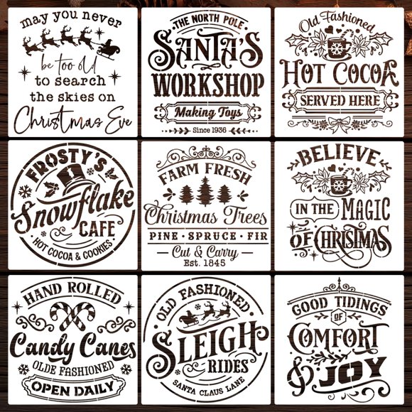 Set de plantillas SUNVERSE Christmas 12, tamaño grande, para pintura sobre madera