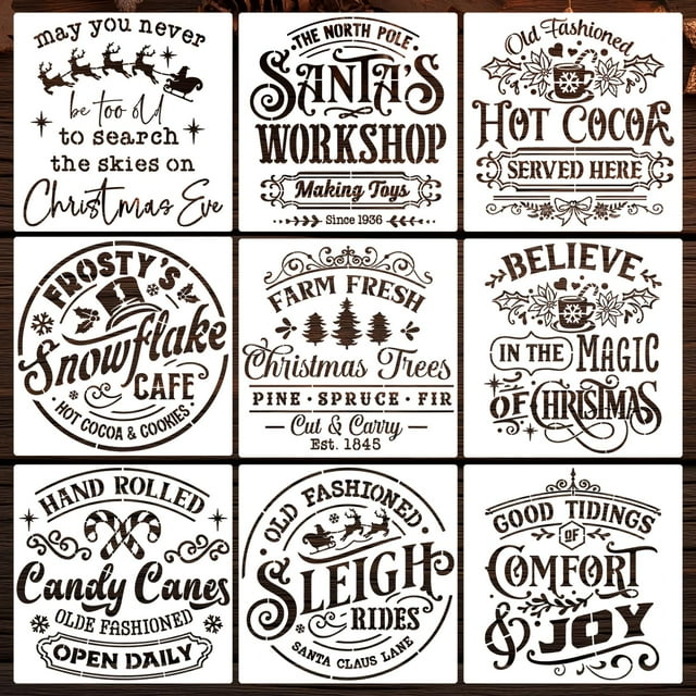 Set de plantillas SUNVERSE Christmas 12, tamaño grande, para pintura sobre madera