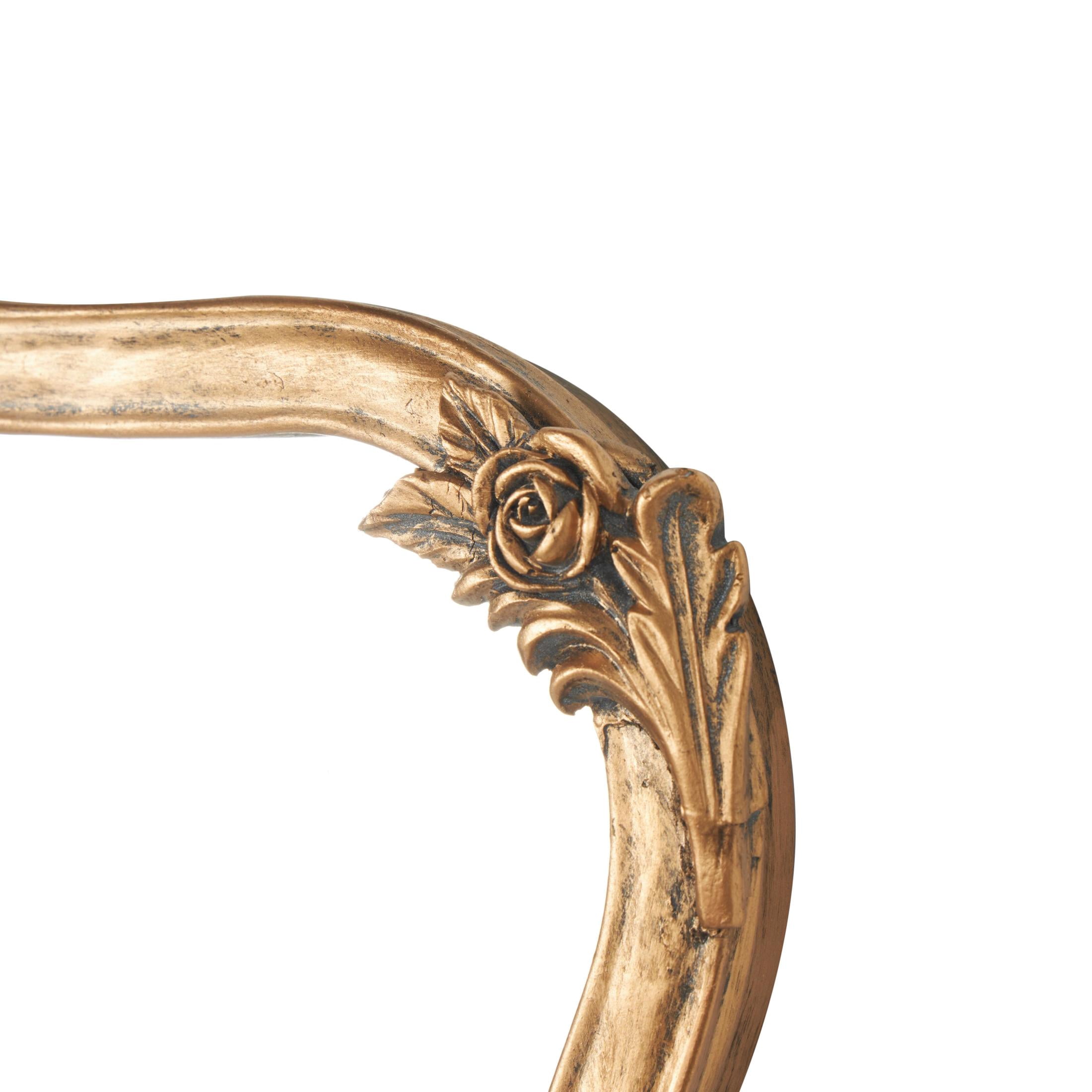 DecMode 36" x 26" Gold Ornate Antique Curved Floral Wall Mirror