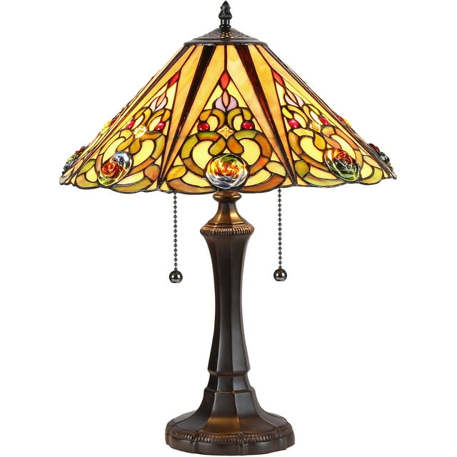 Chloe Lighting Kasler Tiffany-Style 2-Light Victorian Table Lamp with ...