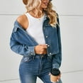 thumbnail image 5 of Wiyuqeen Womens Cropped Jean Jacket Elegant Button Down Denim Jackets Fitted Lapel Long Sleeve Jean Coat Petite Ladies Denim Outfit, 5 of 8