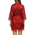 thumbnail image 3 of Karight Womens Silk Robe Short Lace Trim Satin Robe 3/4 Sleeve Sexy Kimono Bride Bathrobe Comfy Sleepwear with Pockets, 3 of 3